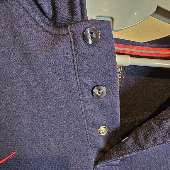 XL Nike Dri-Fit Team Kansas University Polo Shirt Men's Navy Button/Snap Collar - Picture 10 of 10